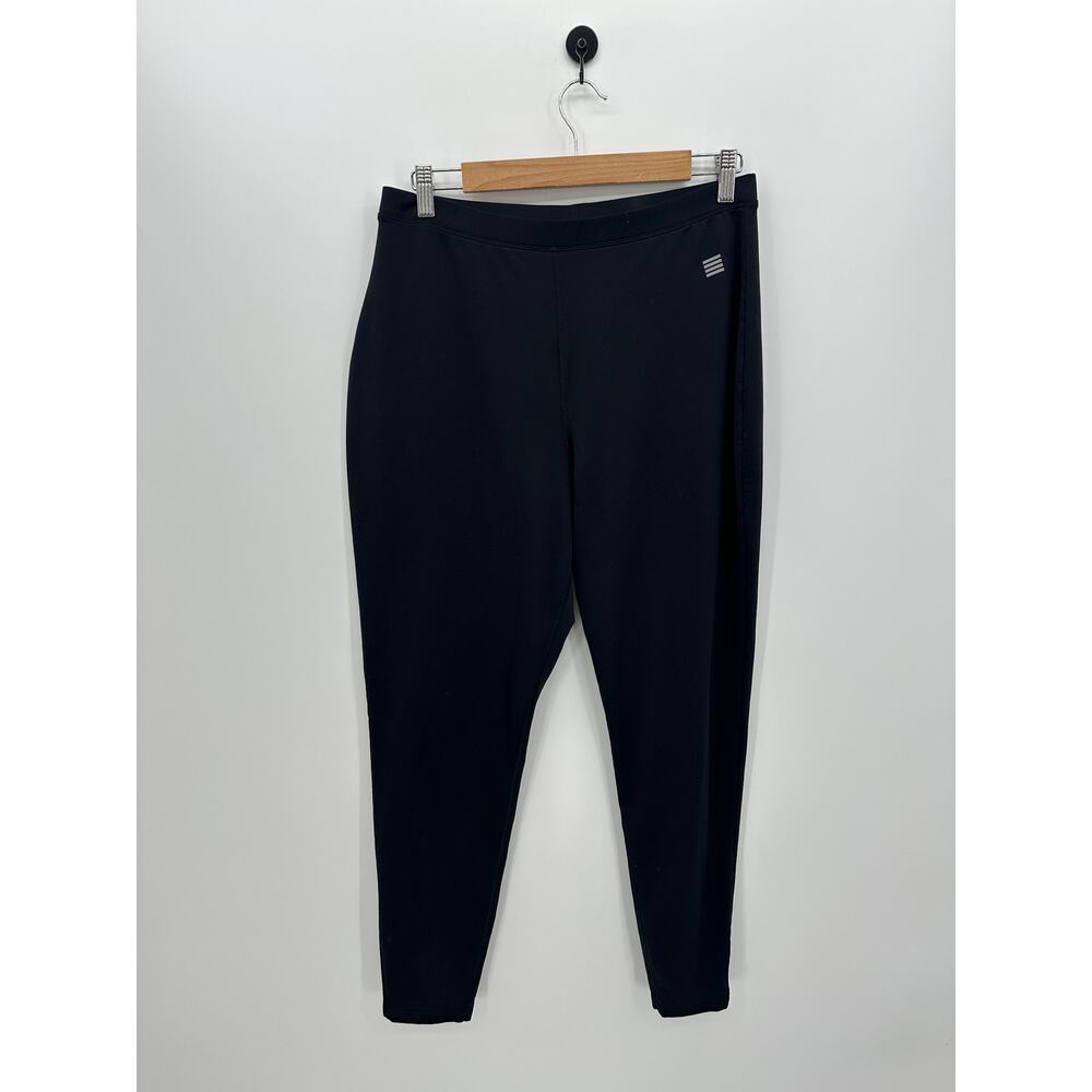 Lands End Womens‎ Black Fleece Leggings Size M Pull On Stretch Lightly Lined